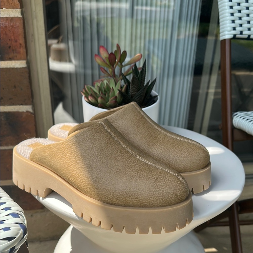 Tan Leather Mules with Comfortable Fit